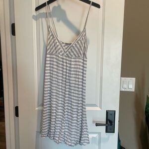 Gray and White Striped Spaghetti Strap Top